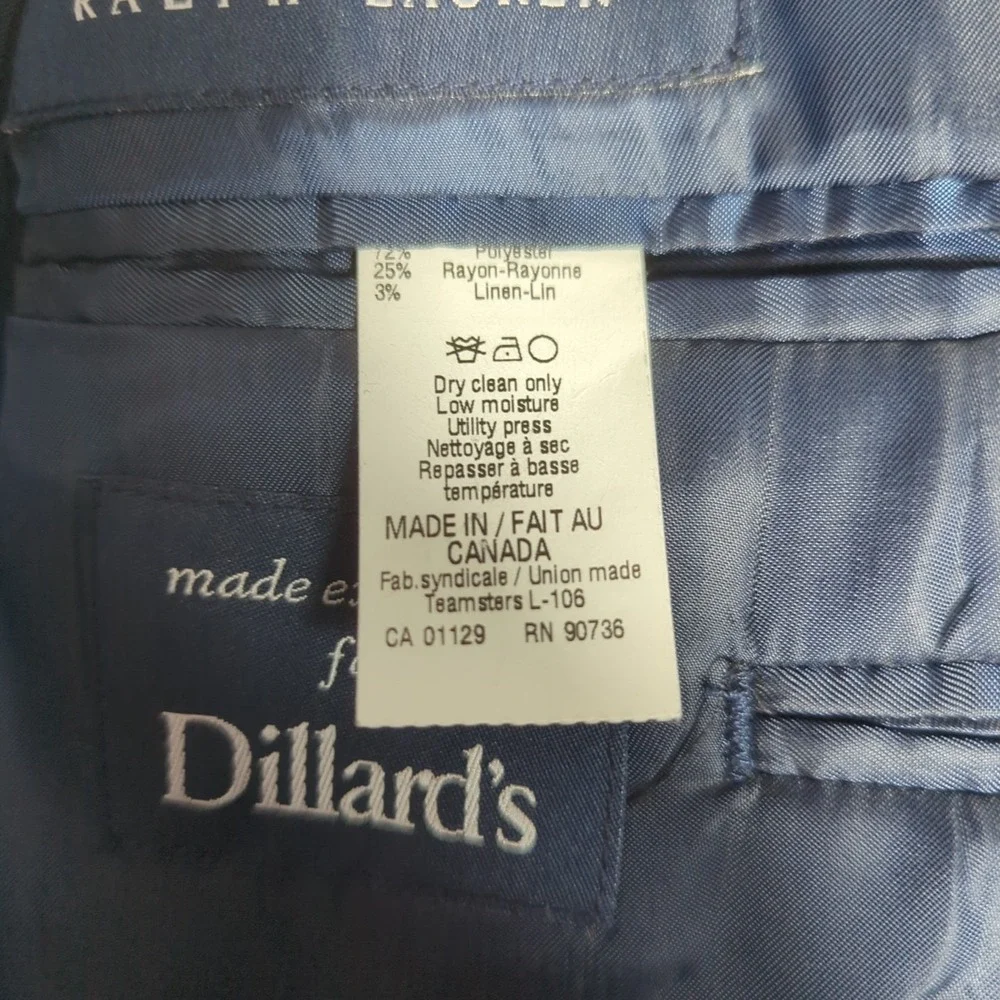 Ralph Ralph Lauren Mens 43R Blue Linen‎ Blend Blazer Sport Coat Dillard's Canada